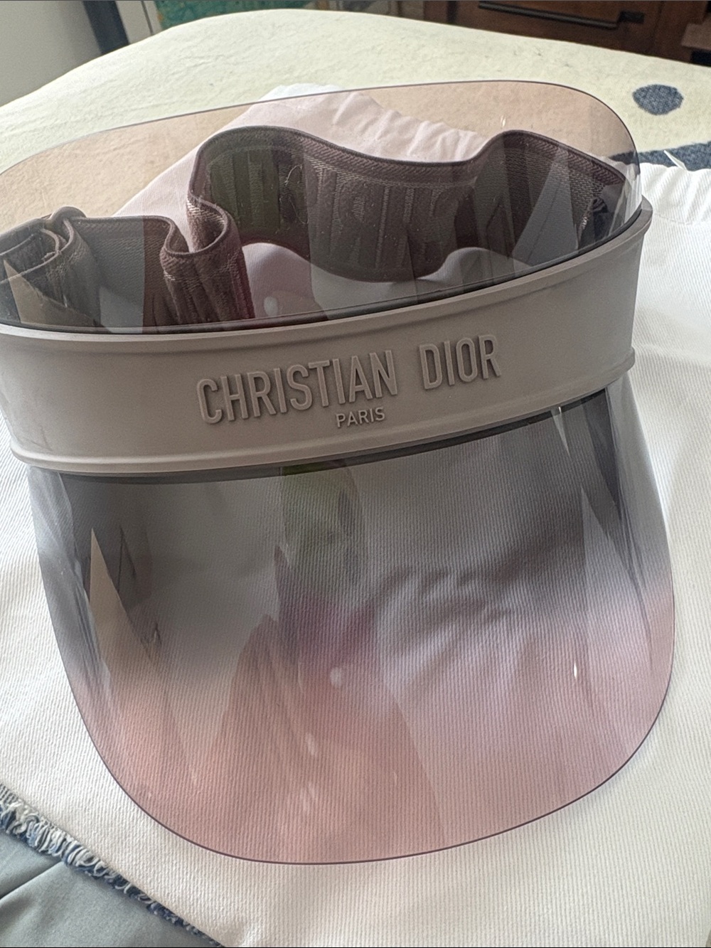 Dior Pink Gradient Shield Visor with Embossed Branding